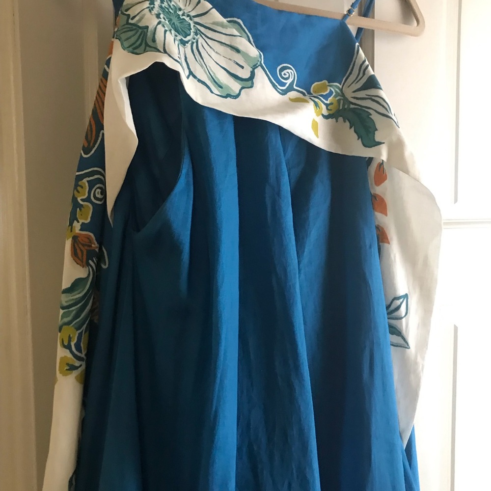 Blue & Cream Floral Maxi Dress Loda gown - Picture 5 of 9